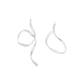 Pendientes asimétricos de metal plateado con diseño de cinta fluida y moderna - Plateado
