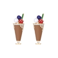 Orecchini a cocktail sundae con smalto marrone e scintillanti strass bianchi - Marrone