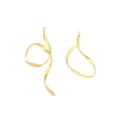 Pendientes dorados asimétricos modernos con diseño de ondas y líneas metálicas fluidas - Dorado