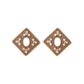 Boucles d'oreilles losanges vintage marron avec bordure dorée et cristaux brillants - Marron