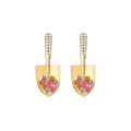 Boucles d'oreilles pelle dorées avec perles, strass et cristaux multicolores - Style Pierre Colorée