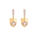 Boucles d'oreilles pelle dorées uniques avec ornements en perles et strass brillants - Style Fausse Perle