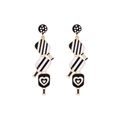 Detalle de pendientes de raqueta en aleación multicapa con motivos de corazón - Negro