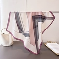 Sciarpa quadrata geometrica color block motivo a spina di pesce in cotone lino per donna rosa - Viola