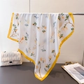 Elegant silk scarf with yellow floral print and hanging drape effect for women - Yellow (FG78-4 Yellow) / 66-70cm