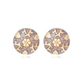 Vintage floral relief earrings with gold alloy pattern and shimmer enamel finish - Silver Pink