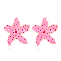 Boucles d'oreilles étoile de mer roses à pois rouges avec finition émaillée dorée - Rose