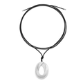 Collana minimalista con pendente ovale intrecciato argento e cordino nero sottile - Argento