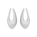 Boucles d'oreilles gouttes argentées polies de style rétro métal minimaliste - Argenté