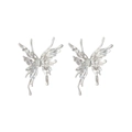 Boucles d'oreilles papillon minimalistes en métal liquide argenté au design fluide - Argent