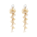Eleganti orecchini lunghi a forma di mughetto con petali in vetro e catene d'oro - Champagne