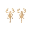 Gothic style golden scorpion stud earrings with detailed anatomical body design for women - Gold