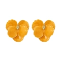 Detail of yellow enamel flower earrings with marquise-cut yellow gemstone centers - Yellow