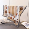 Carré de soie élégant à imprimé léopard avec motifs de sacs à main et tons champagne chic - 70cmx70cm / Brun (FG76-3)