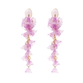Orecchini a nappa lunga con fiori di mughetto in vetro viola e catena dorata di tendenza - Viola