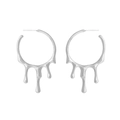 Boucles d'oreilles minimalistes en alliage liquide argenté au design moderne de lave - Argenté