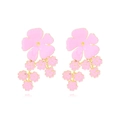 Pendientes florales rosas en aleación dorada con acabado de esmalte y reflejo - Rosa