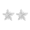 Minimalist silver vintage alloy flower earrings with textured multi-layer petals - Silver