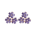 Elegante lila Emaille Blumenohrstecker mit goldenen Akzenten im floralen Cluster-Design - Lila
