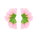 Orecchini a petalo in smalto rosa e verde con bordi dorati dal design moderno - Verde Rosa