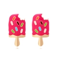 Bunte Emaille-Eiscreme-Ohrstecker in Pink mit vergoldetem Stab für den Sommerlook - Mehrfarbig