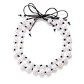 Elegante collana di perle a strati con fiocco in nastro nero e design di lusso fatto a mano - Bianco