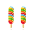 Rainbow enamel popsicle stud earrings with colorful diagonal stripes on gold metal base - Multicolor