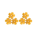 Elegante gelbe Emaille-Blumenohrstecker mit goldenen Perlen und minimalistischem Blumendesign - Gelb
