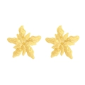 Minimalist gold floral studs with vintage layered petals and textured metallic finish - Gold