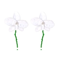 Orecchini a forma di orchidea bianca smaltata con steli verdi e zirconi brillanti - Bianco