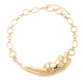Künstlerische goldene Halskette mit flüssiger Körpersilhouette und polierter Gliederkette - Gold