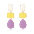 Orecchini a tre strati in resina con pietre bianche, gialle e viola - Cuciture a tre colori (Bianco/Giallo/Viola)