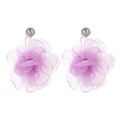 Eleganti orecchini pendenti a fiore in organza viola con strass e anelli dorati - Viola Chiaro