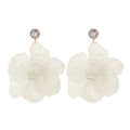 Orecchini a fiore in organza bianca fatti a mano con strass e gemme cangianti - Bianco