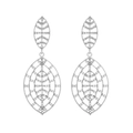 Elegant silver hollow leaf earrings with sparkling rhinestones for retro style - Silver