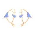 Abstract golden fish stud earrings with light blue enamel and organic geometric design - Light Blue
