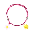 Handmade woven rope necklace with colorful glass flower and sun pendants for women - Multicolor