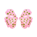 Pendientes de ala de mariposa en esmalte de lunares rosa y verde con borde dorado - Rosa
