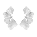 Vintage silver leaf drop earrings with multi-layered petal texture and brushed metal finish - Silver