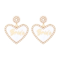 Eleganti orecchini a cuore Bride con smalto bianco e inserti in perle artificiali - Bianco