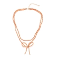 Collana bohémien a doppio strato con perle di cristallo ambra e ciondolo a fiocco - Champagne