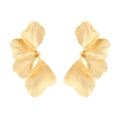 Textured gold layered leaf earrings with a metallic petal design and brushed finish - Gold