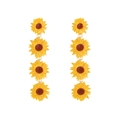 Chic multi-layered sunflower dangle earrings with yellow enamel petals and gold finish - Yellow