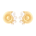 Vintage goldene Muschelohrringe mit eleganten weißen Perlen für einen modischen Look - Gold