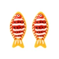 Auffällige Clownfisch-Ohrringe mit leuchtend orangeroten Streifen und glänzender Oberfläche - Bunt