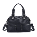 Borsa tote in pelle blu scuro con doppia cerniera frontale e tracolla regolabile - Blu