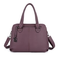 Fashionable dark purple large-capacity crossbody handbag with metal zipper detail - Purple
