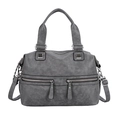 Chic grey large capacity hobo bag with litchi texture and adjustable shoulder strap - Gray