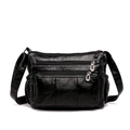 Classic black PU leather crossbody bag with multi-layer zipper pockets and soft texture - Multi-Layer Storage Black Style (Style 5)