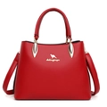 Sac à main en cuir rouge à motif litchi avec logo kangourou doré et bandoulière - Rouge